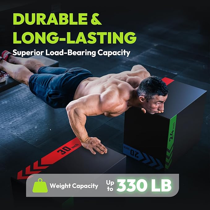 3-in-1 Plyometric Box, Jumping Exercise Equipment Trainer with Non-Slip Surface for Workout Training, Pro-Duty HIIT Exercise Foam Plyo Box, Home Gym