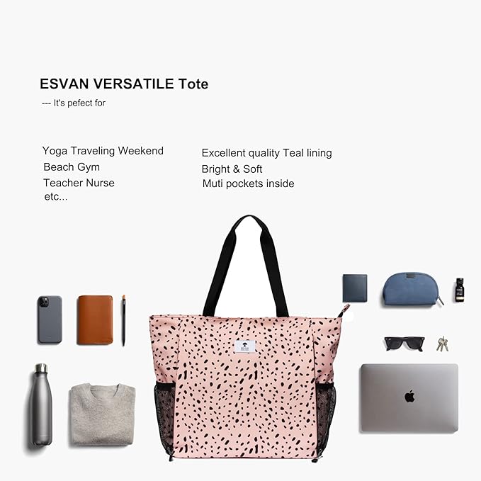 ESVAN Yoga Mat Bag Yoga Tote Carrier Shoulder Bag Carryall Tote for Office,Yoga,Pilates,Travel,Beach and Gym