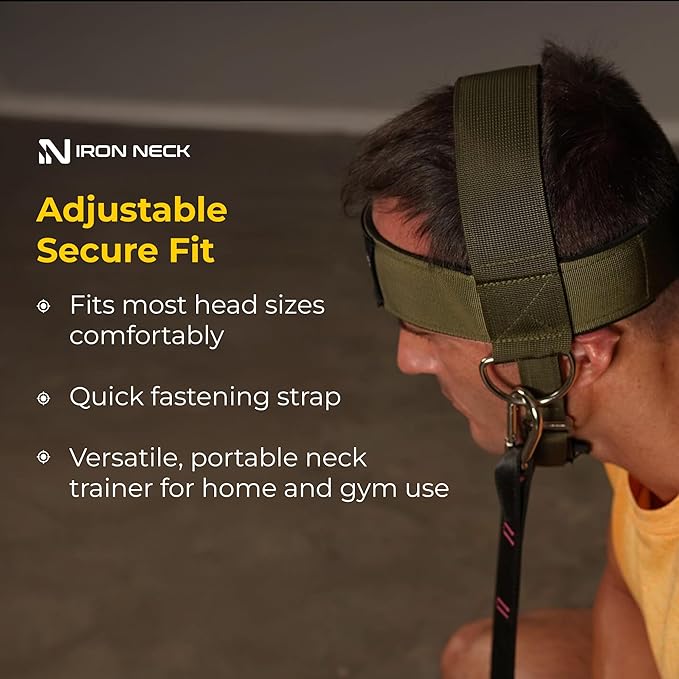 Iron Neck , Versatile Neck Exerciser, Strengthener and Trainer with Adjustable Head and Chin Strap, Portable Head Harness for Weight Lifting, Home and Gym Use
