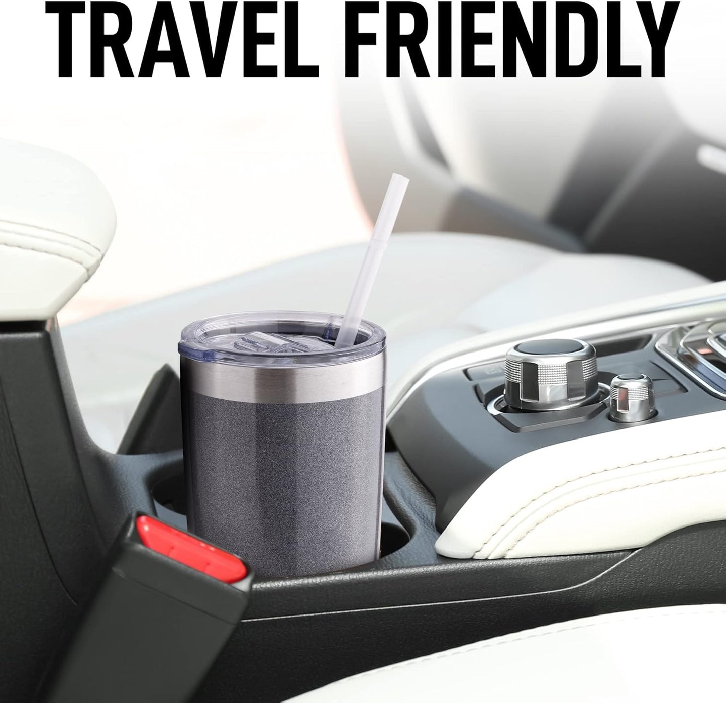 Zulay 20oz Stainless Steel Tumbler With Lid and Straw - Sweat-Free Travel Coffee Mug Tumbler Cups - Double Walled Insulated Travel Mug For Hot and Cold Drinks (Charcoal Shimmer)