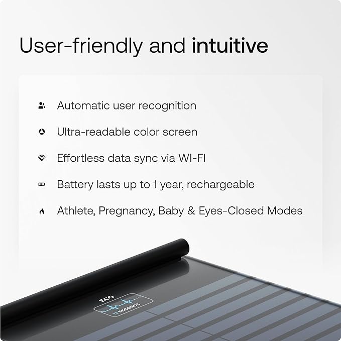 WITHINGS Smart Scales for Body Weight, FSA or HSA Eligible, Body Analysis, Fat Content, Muscle Mass, Bone Density, Visceral Fat, Bathroom Scale, BMI Scales Digital Weight and Body Fat, Bluetooth, WiFi