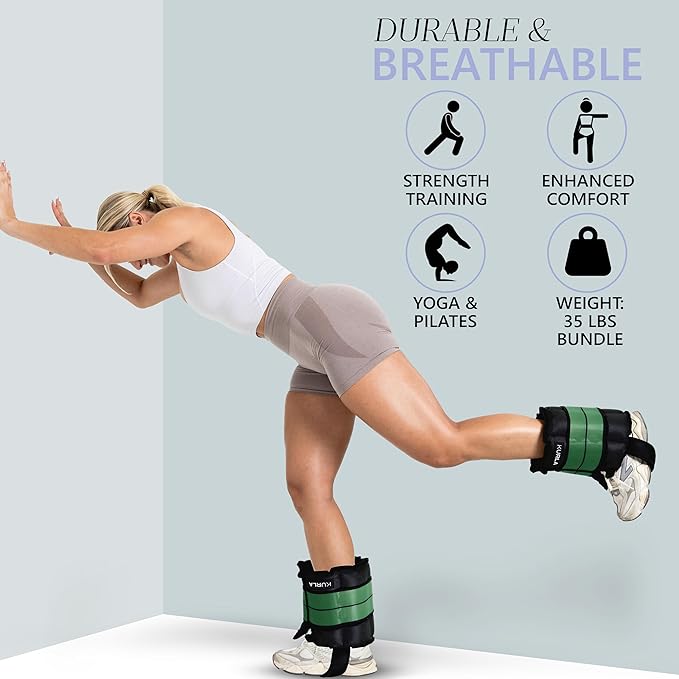 Ankle Weights 4β40 lbs with Dual Strap System (Heel & Wrap) β Single, Pair & Bundle Options with Resistance Bands & Handles β Strength Training, Pilates, Yoga, Glutes, Arms & Rehab