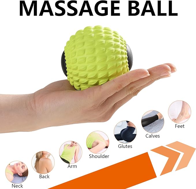 Massage Roller Ball, Deep Tissue Massager for Myofascial Release, Mobility Ball for Exercise and Workout Recovery, Alleviating Neck, Back, Legs, Foot or Muscle Tension - Green, 8cm / 3.15in