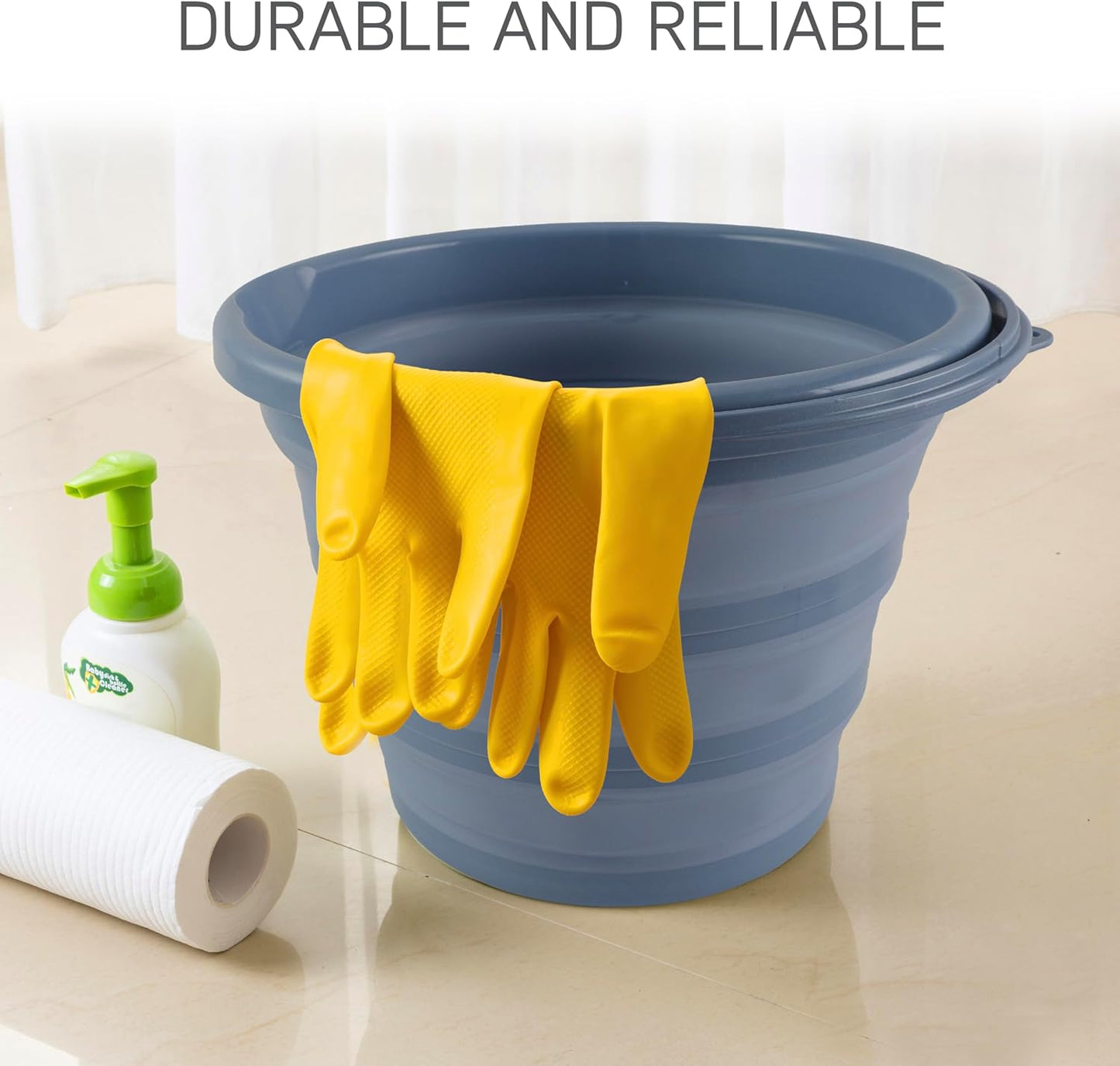 SIMPLEMADE Collapsible Bucket Cleaning Set - Includes 2 Foldable Buckets, Spray Bottle, Rag, Scrubbing Brush and Sponge - Holds Up to 10 liters, Easy Storage, All-Purpose Cleaning Solution