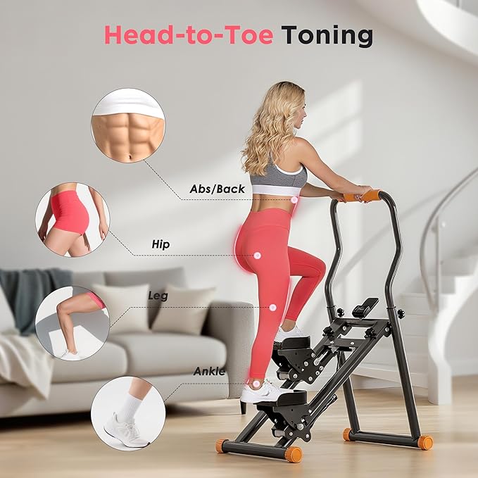 soges Folding Stair Stepper for Home, Vertical Cardio Climbing Exercise Machine for Full-Body Workout, Stair Climber, Stair Master, Stairmaster, Adjustable Handlebar & Pedals
