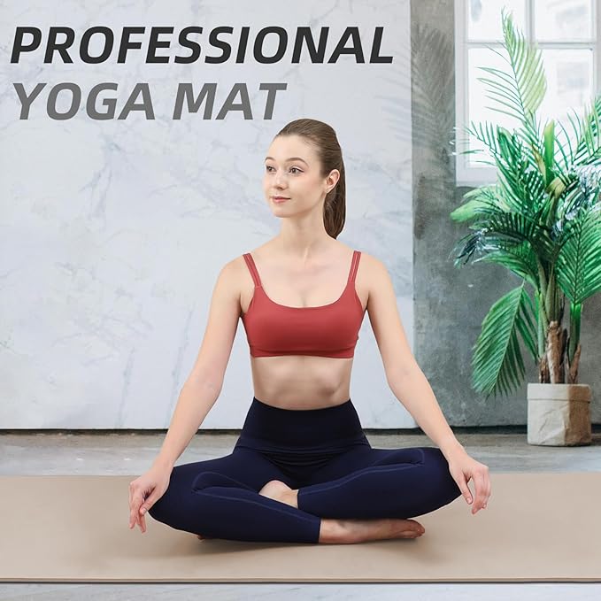 Yoga Mat Extra thick 8mm Exercise mat, Soft Lightweight TPE Fitness Mat with strap, High Elasticity, Anti-fatigue,non-slip mat for Women, Yoga, Camping, Travel, Gym & Outdoor | 72"L x 0.32"Th
