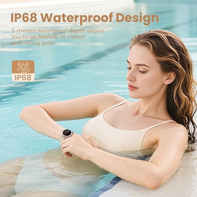 Smart Watches for Women Android/iPhone, IP68 Waterproof Fitness Tracker with Bluetooth Calls(Answer&Make), Activity Pedometer/Heart Rate/SpO2 Monitor/100+ Sports Model