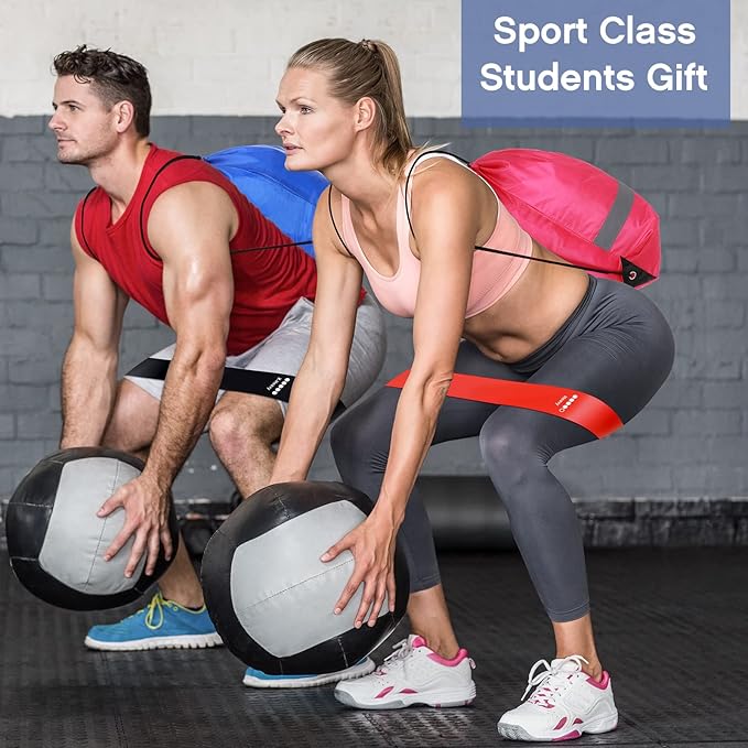 36 Pcs Workout Loop Resistance Bands Bulk, Gym Elastic Bands Set, Gym Elastic Bands Set for Fitness Sport Class Students Members Gift Physical with Large Drawstring Backpack Bags