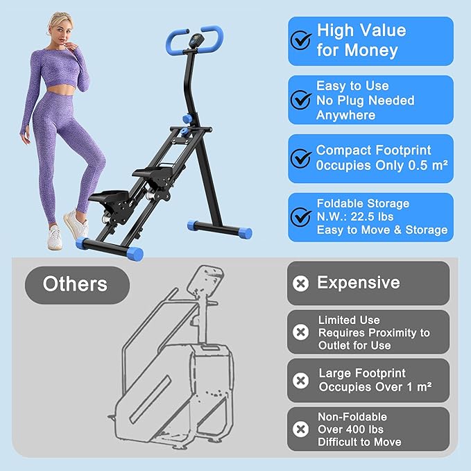 Stair Stepper for Home-Upgrade Vertical Climber Workout Machine for Full-Body Exercise Climber Fitness Equipment with Stable Frame Adjustable Handlebar
