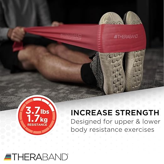 THERABAND Resistance Bands Set, Beginner Kit, Yellow, Red, Green, Latex Elastic Bands for Exercise & Physical Therapy, Strength Training Bands for Upper & Lower Body Fitness