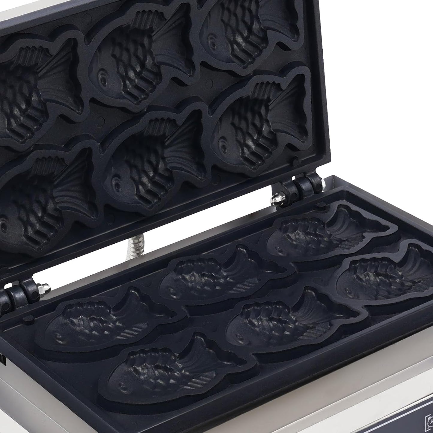 Commercial Taiyaki fish Waffle Maker, 6 Mold Electric Japanese Fish Waffle Baking Machine Electric Cake Waffle Maker w/Clip and Stirrer Non-stick Baking Tray,