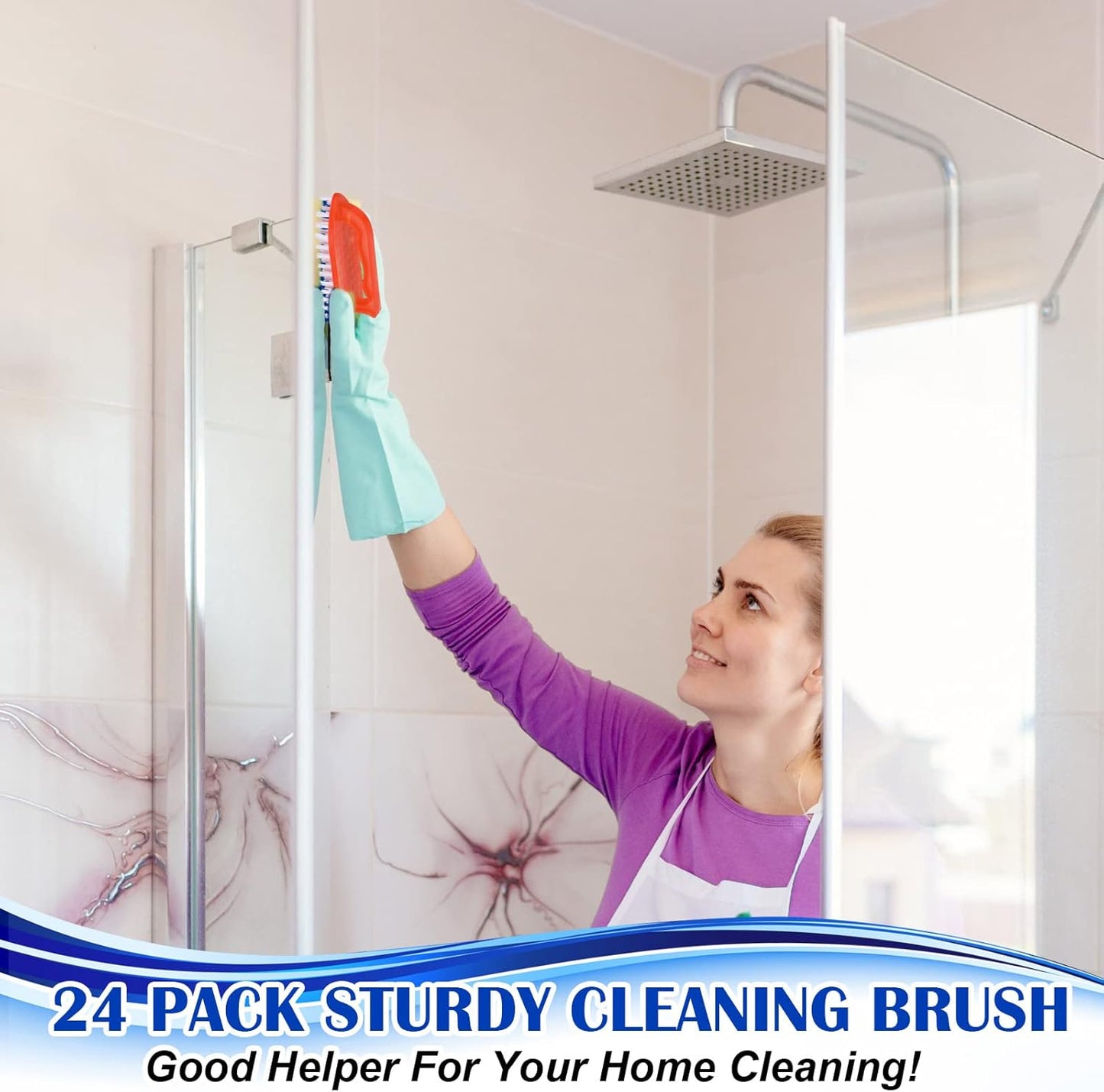 Eaasty 24 Pack Scrub Brushes for Cleaning Comfort Grip Stiff Bristles Cleaning Carpet Brush Supplies Household Tools for Laundry Kitchen Bathroom Tile Sink Dish Carpet