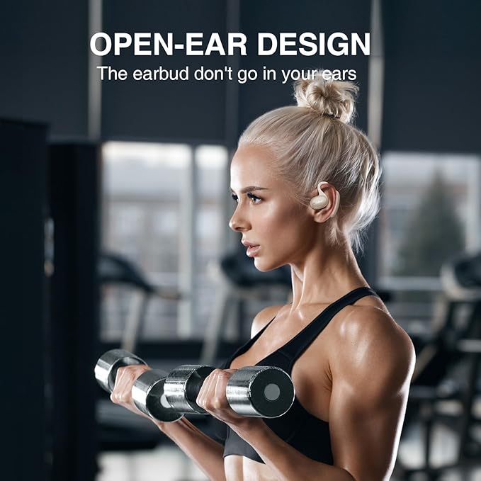 HILEO Open Ear Headphones, 2.4GHz ISM Wireless Earbuds, Long-Lasting Battery(90 Hrs), Bluetooth 5.2, Sport Over Earphones, High-Fidelity Sound, Compact Charging Case, Suitable for Running (White)