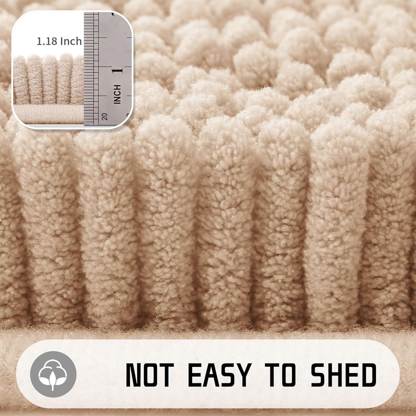 Yimobra Long Bathroom Rugs 47"x24", Extra Soft Non Slip Bath Mat for Tub, Super Absorbent Quick Dry Shaggy Rug Floor Carpet, Machine Washable,Beige