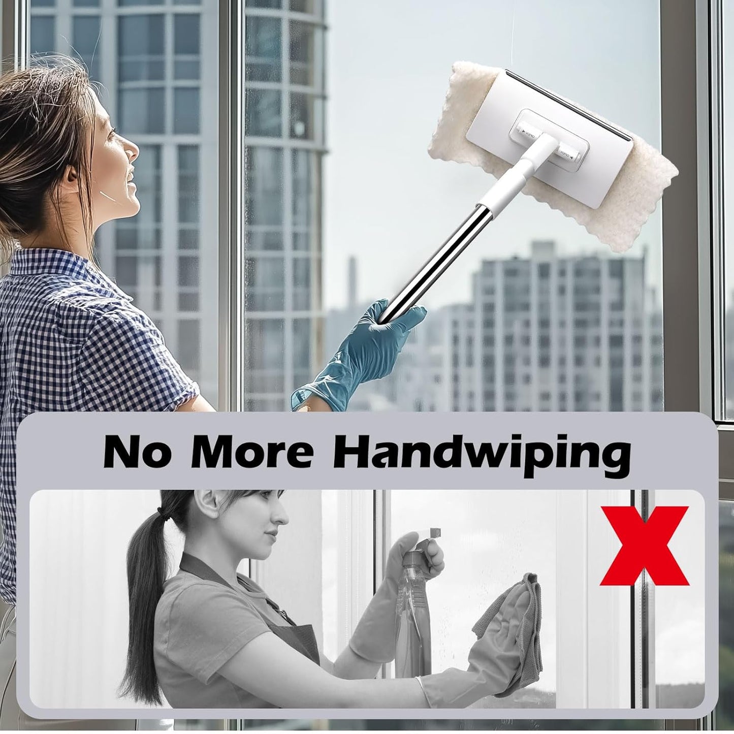 Mini Sweeper Mop,Masthome Reusable Clamp Mop with Short Stainless Steel Handle,1 Second Installation,Flat Dust Mops for House Wall,Bathroom, Windows, Corners, Includes 1 Sweeping Cloth