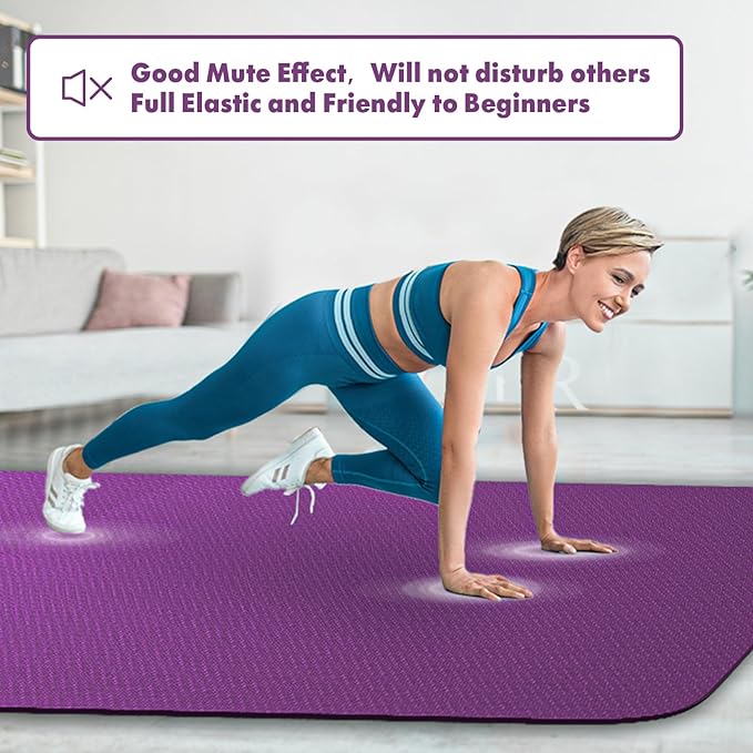 FrenzyBird Large Yoga Mat 6'x 4'(72”x 48”)—1/4" &1/3" Extra Wide Exercise Mat 183cm x 122cm Large Exercise Mat Big Home Yoga Mat Pilates Mat,Non Slip,Thick,TPE Workout Mat,for Women & Men, Yoga, Pilates, Gym and Floor Workouts Pilates