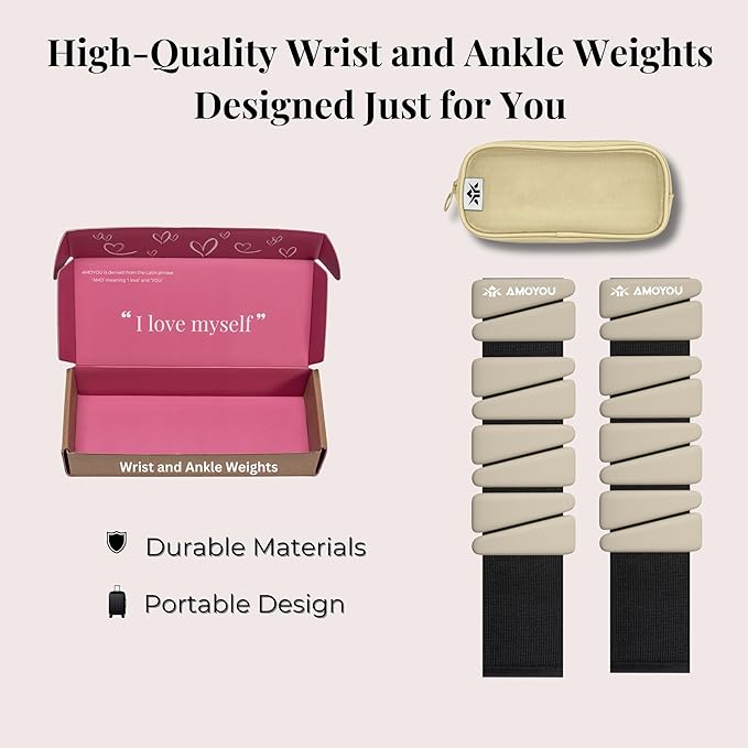 AMOYOU Wrist & Ankle Weights for Women – 2 lb Ankle Weights (Set of 2, 1 lb Each) | Arm Weights for Women | Leg Weights for Walking, Yoga, Cardio & Strength Training