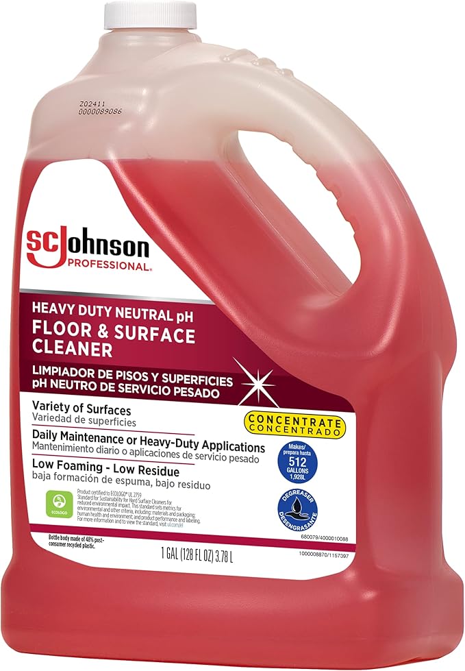 SC Johnson Professional Heavy Duty Neutral Floor & Surface Cleaner 1 Gallon, case of 4