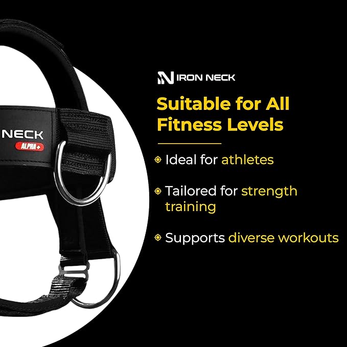 Iron Neck , Versatile Neck Exerciser, Strengthener and Trainer with Adjustable Head and Chin Strap, Portable Head Harness for Weight Lifting, Home and Gym Use