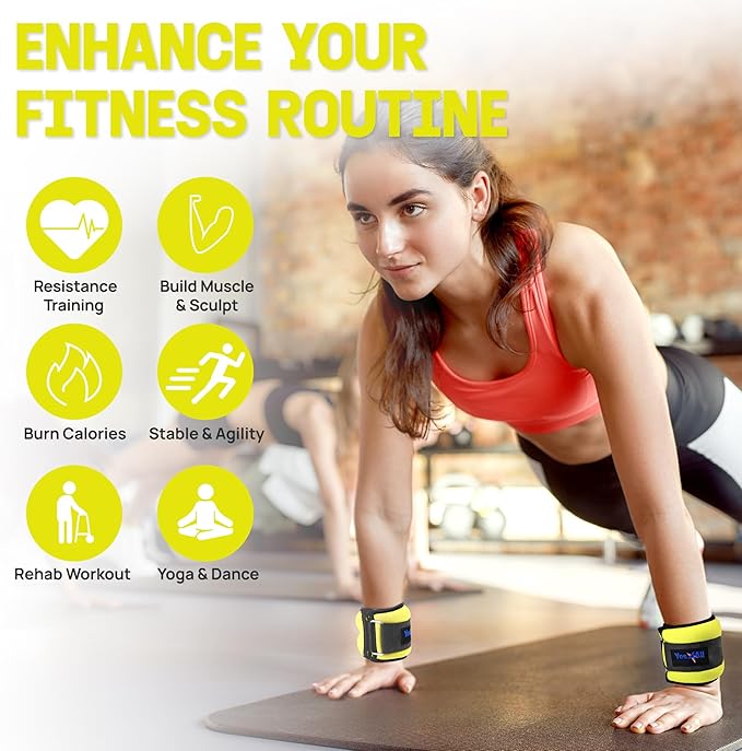 Yes4All Wrist & Ankle Weights Pair 1lb -10lbs, Adjustable Strap for Walking, Jogging, Pilates, Gym Fitness Workout for Women, Men