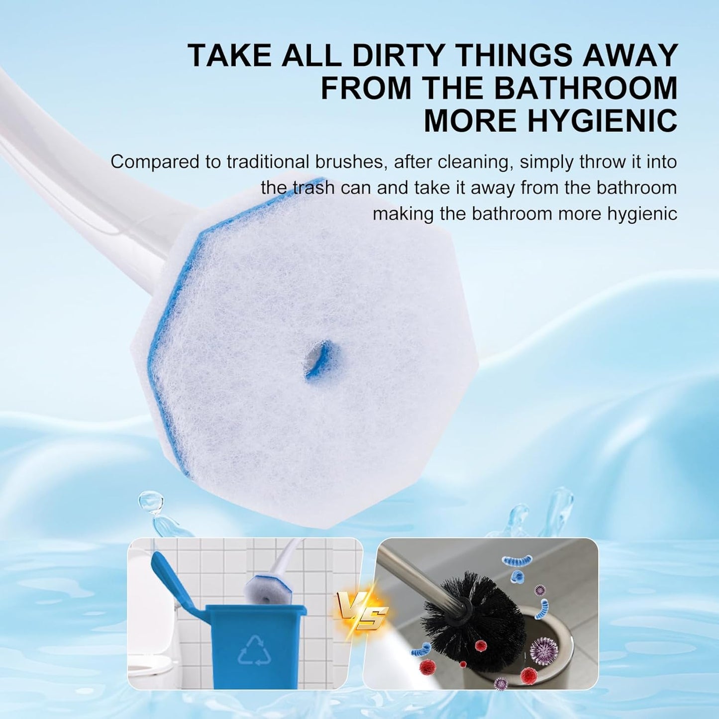 Upgraded 60pcs Toilet Wand Refills fits Clorox Toilet Wand, Thickened Cleaning Layer, Won’t Fall Apart, Disposable Bathroom Cleaning Scrub Pads with Fresh Scent, for Home & Commercial Use