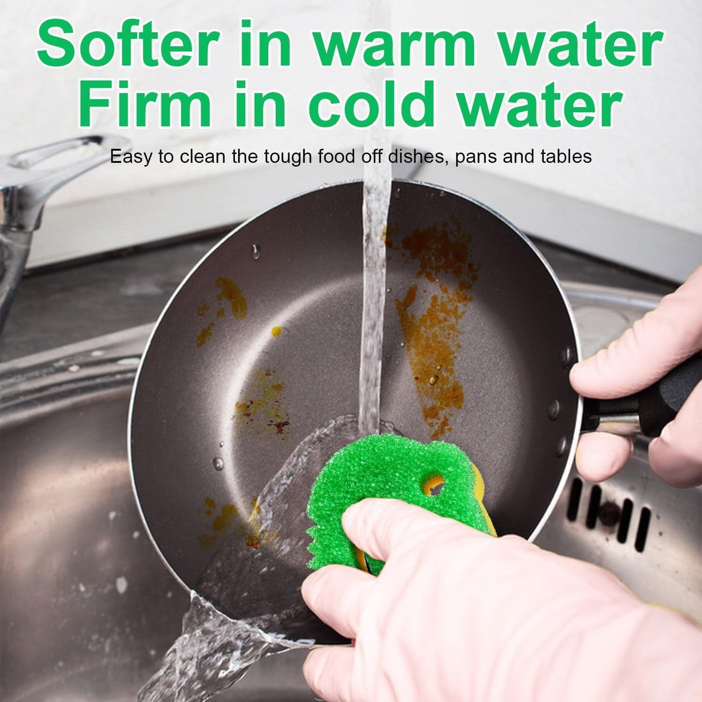 SmilePowo 5 Pack Frog Dual-Sided Multi-Functional Scrub Sponge, Dual-Sided Temperature Controlled Kitchen Sponge for Dishes,Furniture,Scrub Sponges Household Cleaning Pads Bathroom Wall Cleaner