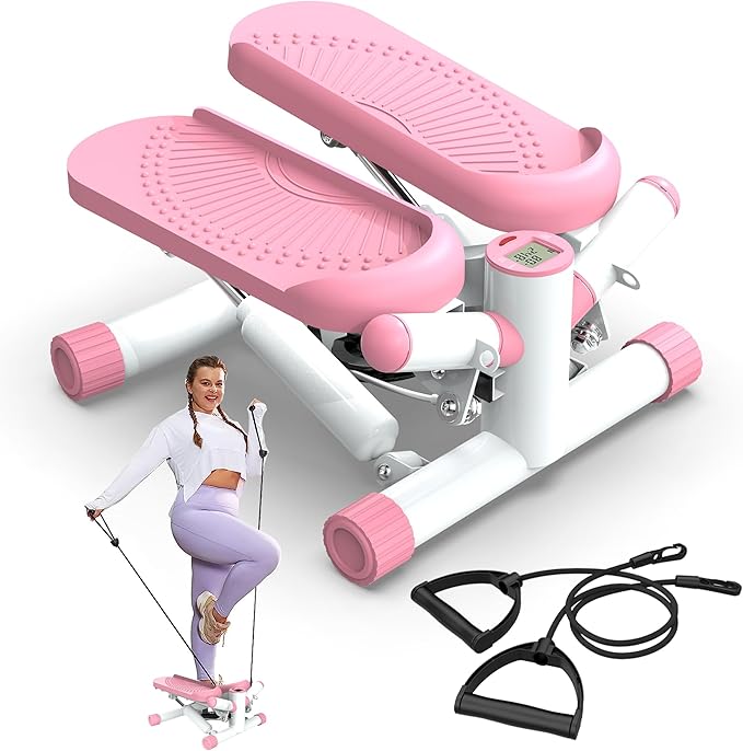 Twist Steppers for Exercise - Mini Stair Stepper Machine with Resistance Bands 330lbs Twist Stepper Portable Exercise Equipment for Full Body Workout