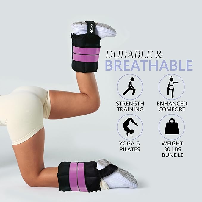 Ankle Weights 4β40 lbs with Dual Strap System (Heel & Wrap) β Single, Pair & Bundle Options with Resistance Bands & Handles β Strength Training, Pilates, Yoga, Glutes, Arms & Rehab
