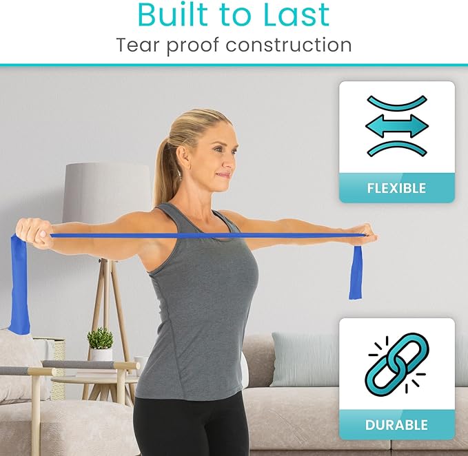 Vive Professional Resistance Bands - 25 Yard Non-Latex Roll for Physical Therapy, Lower and Upper Body Exercise Workout - Straight Elastic for Strength Training, Rehabilitation, Women, Men