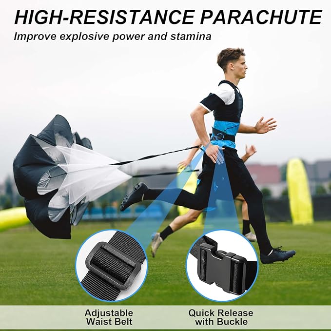 Speed Agility Training Equipment Set, Agility Ladder 20ft, 12 Football Cones, Resistance Parachute/Soccer Kick Trainer, Jump Rope, 5 Resistance Bands, Football Practice Equipment for Kids Adults