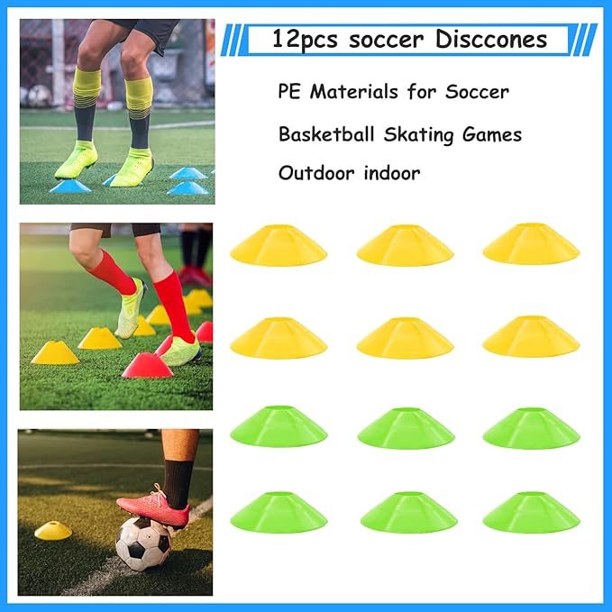 Soccer Agility Training Equipment Set, Soccer Accessories 12 Rung 20Ft Agility Ladder, 12 Disc Cones, Solo Soccer Trainer, Jump Rope - Speed Training Equipment Gifts for boy