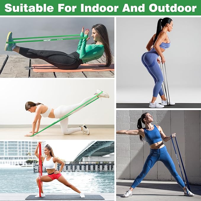 Resistance Bands, Pull Up Bands, Workout Bands for Exercise, Thick Heavy Resistance Band Set with Door Anchor, Elastic Bands for Body Stretching, Crossfit Training at Home/Gym Men & Women Women