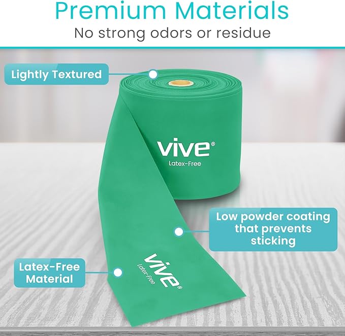 Vive Professional Resistance Bands - 25 Yard Non-Latex Roll for Physical Therapy, Lower and Upper Body Exercise Workout - Straight Elastic for Strength Training, Rehabilitation, Women, Men