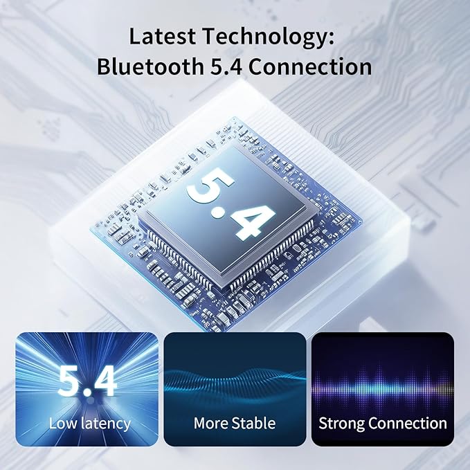 Bluetooth Headphones Wireless Earbuds with Spatial Audio Deep Bass Stereo Sound Isolation Bluetooth 5.4 IPX7 Waterproof Headphones with Digital Display Running Earphones for Sports, Gym, Workout