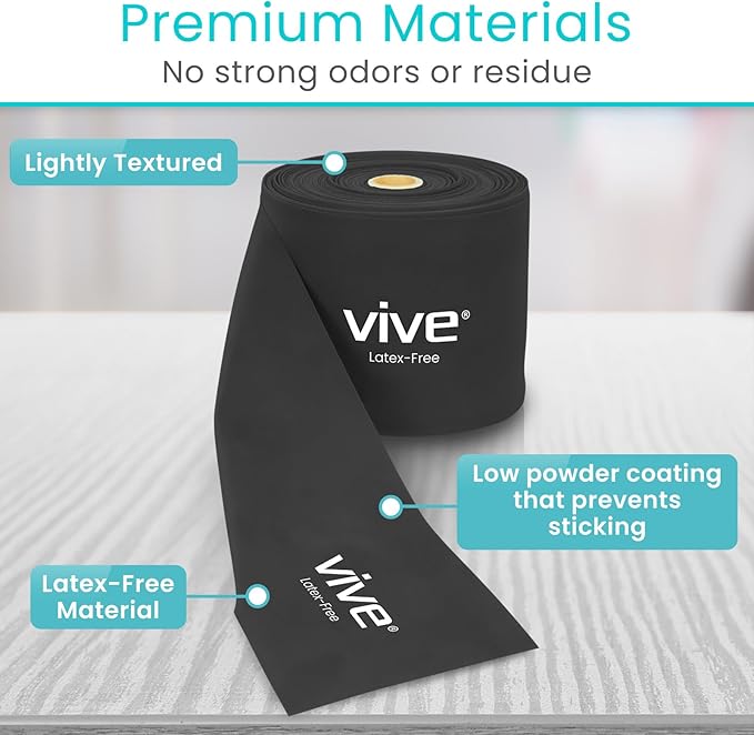 Vive Professional Resistance Bands - 25 Yard Non-Latex Roll for Physical Therapy, Lower and Upper Body Exercise Workout - Straight Elastic for Strength Training, Rehabilitation, Women, Men