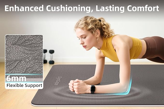 Extra Large Yoga Mat - 72"x35", 72"x48", 78"x57" - Wide TPE Exercise Mat for Home, Stretching, Couples & Family Workouts - 6-12mm Thick, Non-Slip & Waterproof - with Carry Bag and Straps