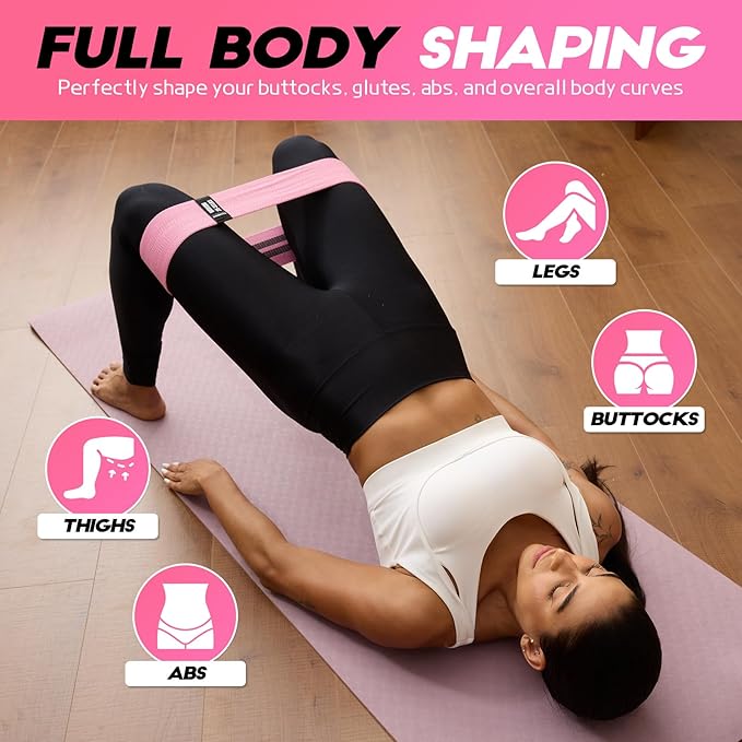 Resistance Bands for Working Out with Guide, 4 Workout Bands for Women & Men, Fabric Exercise Bands for Legs, Hip, Glute, Butt, Booty Bands Set for Yoga, Pilates, Strength and Workout