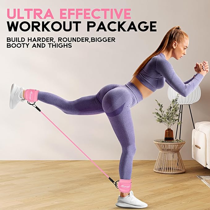 HPYGN Ankle Resistance Bands, Ankle Bands for Working Out with Cuffs, Resistance Bands for Leg Butt Training Workout Equipment for Kickbacks Hip Gluteus Training, Ankle Strap with Exercise Bands