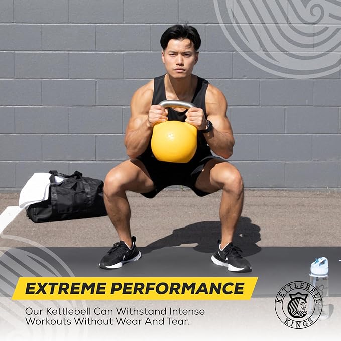 Kettlebell Kings Competition Kettlebells Weight (35mm handle) 8-48 KG | Hand weights Workout Gym Equipment & Strength training sets for Women & Men for Home Gym | Suitable for High Repetition Workouts