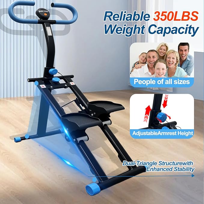 Stair Stepper for Home Gym, Vertical Climber Workout Machine for Full-Body Workout, Folding Cardio Exercise Climber with Adjustable Handles-Black