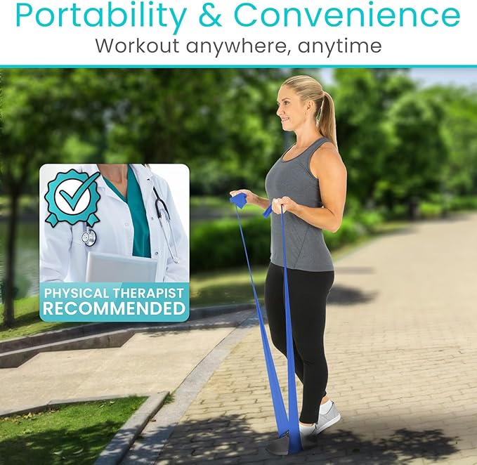 Vive Professional Resistance Bands - 25 Yard Non-Latex Roll for Physical Therapy, Lower and Upper Body Exercise Workout - Straight Elastic for Strength Training, Rehabilitation, Women, Men