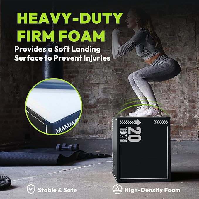 3-in-1 Plyometric Box, Jumping Exercise Equipment Trainer with Non-Slip Surface for Workout Training, Pro-Duty HIIT Exercise Foam Plyo Box, Home Gym