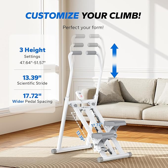 MERACH Stair Stepper Pro-3-Level Resistance Stairmaster, Upgrade High-Efficiency Stairmaster for Home Gym Exercise, Compact Folding Cardio Stair Climber with Adjustable Pedal