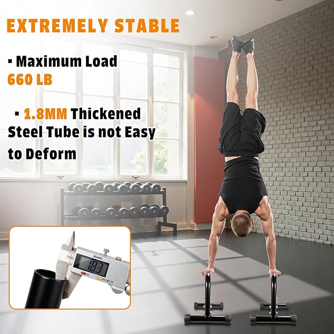 AmazeFan Parallettes Bars, High Steel Push Up Bar Strength Training For Handstands, Calisthenics Bars & Dip Bars, Calisthenic, Push Up Stands Handle for Floor Workouts Calisthenics Equipment 
