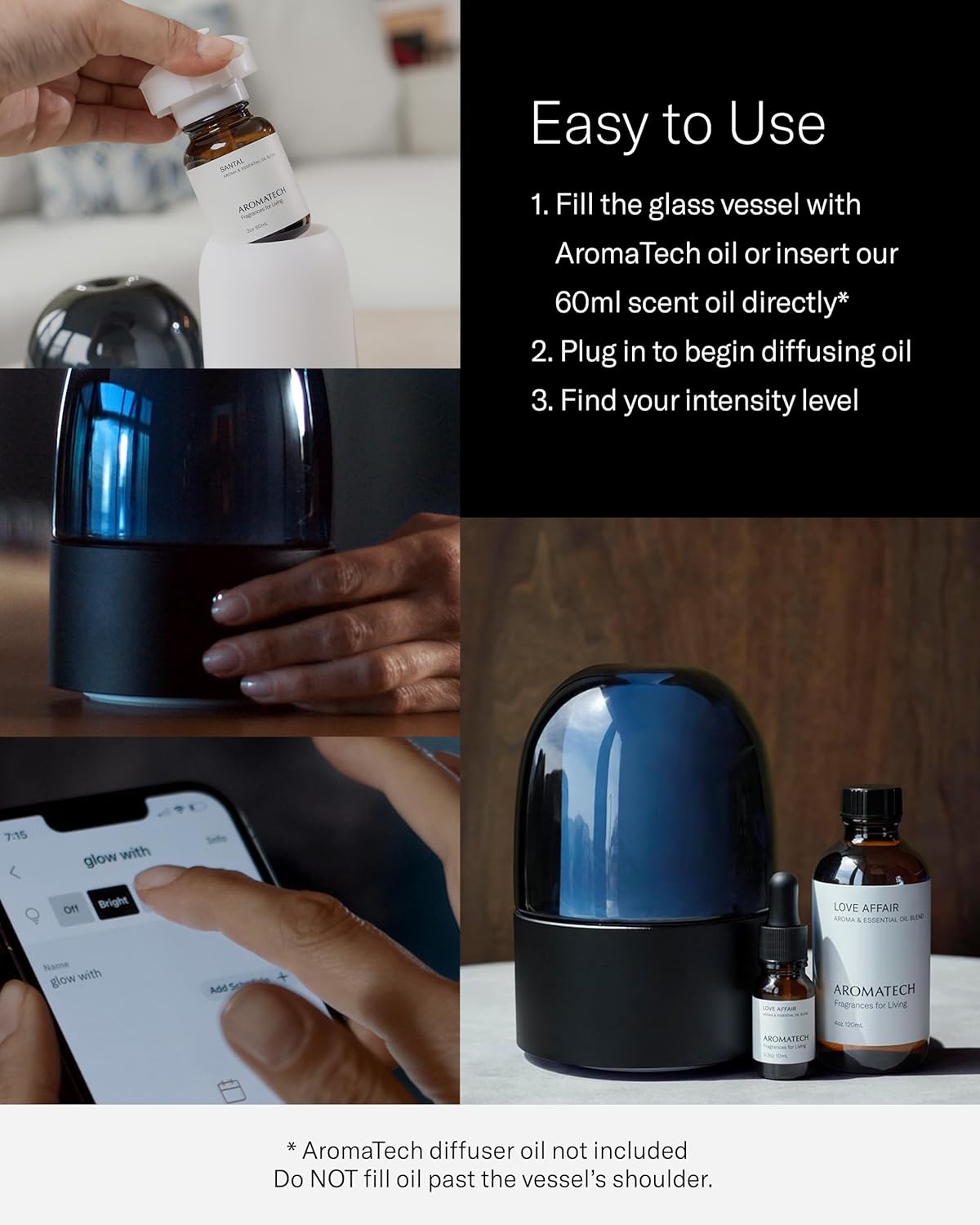 AromaTech AromaDream Scent Diffuser for Essential Oil Blends & Fragrances – Cold-Air Diffusion Scent Machine w/Bluetooth for Home, Bathroom, Bedroom, Boutiques, Spa – Nebulizing Diffusion System