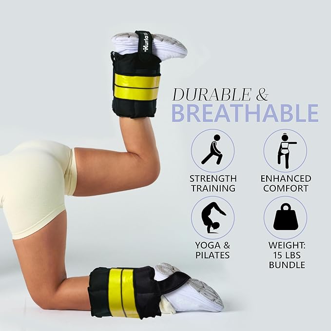 Ankle Weights 4β40 lbs with Dual Strap System (Heel & Wrap) β Single, Pair & Bundle Options with Resistance Bands & Handles β Strength Training, Pilates, Yoga, Glutes, Arms & Rehab