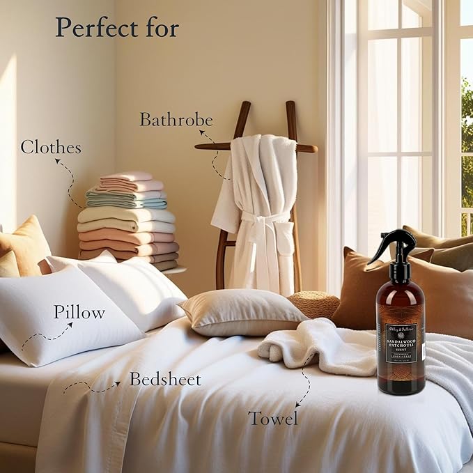 Abbey & Sullivan Odor Eliminating and Refreshing Linen and Room Spray, Sandalwood Patchouli, 16 oz.