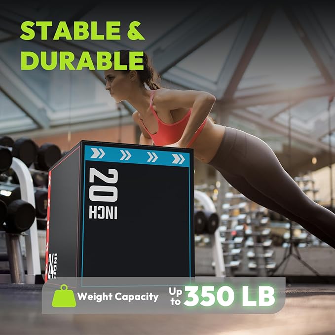 3-in-1 Plyometric Box, Jumping Exercise Equipment Trainer with Non-Slip Surface for Workout Training, Pro-Duty HIIT Exercise Foam Plyo Box, Home Gym