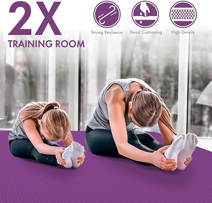 FrenzyBird Large Yoga Mat 6'x 4'(72”x 48”)—1/4" &1/3" Extra Wide Exercise Mat 183cm x 122cm Large Exercise Mat Big Home Yoga Mat Pilates Mat,Non Slip,Thick,TPE Workout Mat,for Women & Men, Yoga, Pilates, Gym and Floor Workouts Pilates