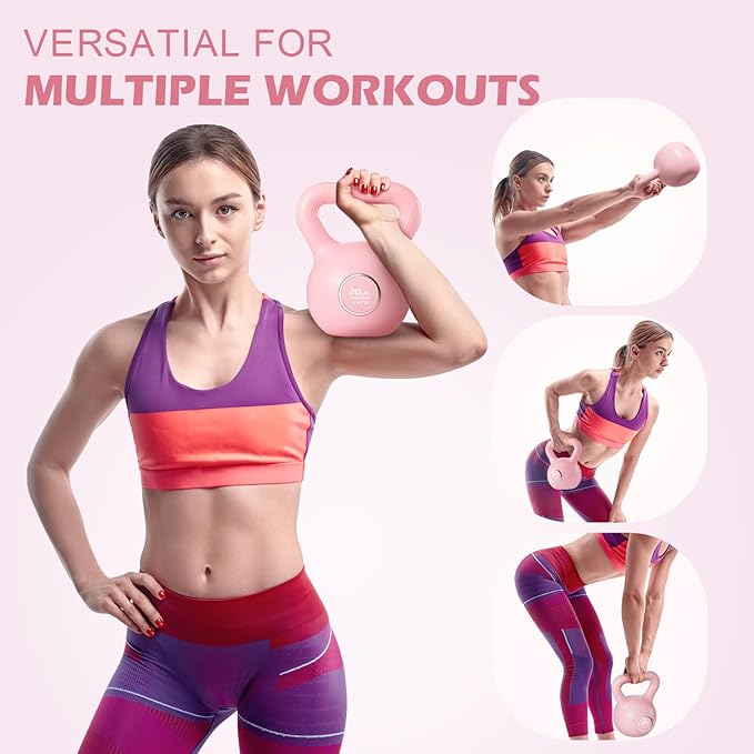 KHTO Kettlebells Fitness Exercise-Pink Strength Training Kettlebell Sets,Dumbbell Weights for Home Gym Equipment